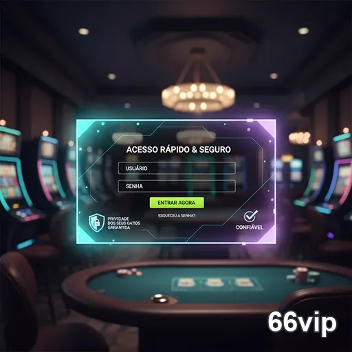 Tela de acesso rápido e seguro no 66vip com slot games ao fundo.
