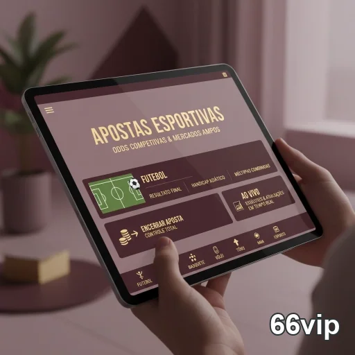 A imagem mostra um tablet com interface do 66vip para apostas.
