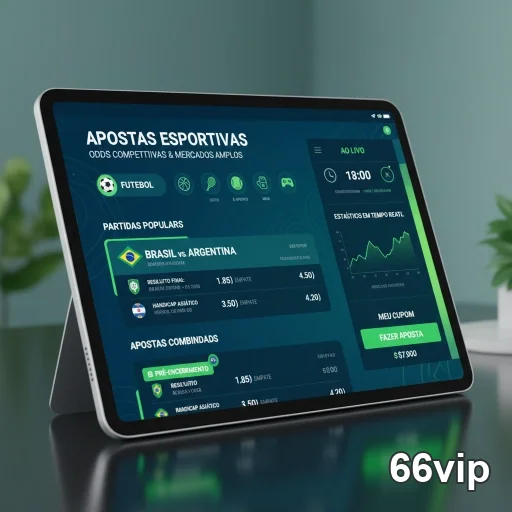 Tela de apostas esportivas destacando eventos no 66vip.