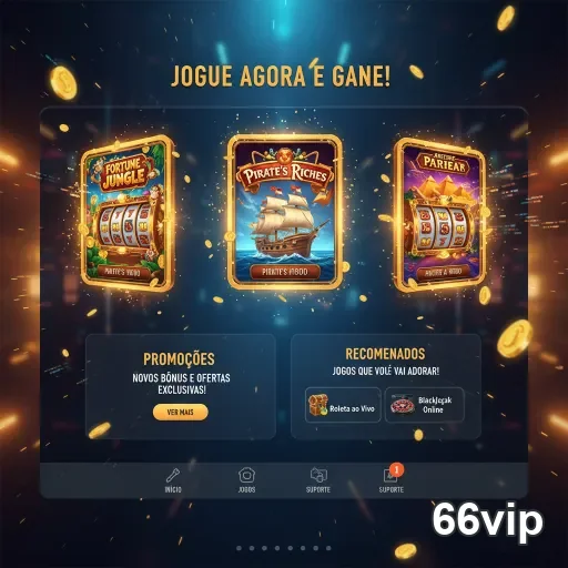 Interface do site 66vip com jogos e promoções exclusivas.