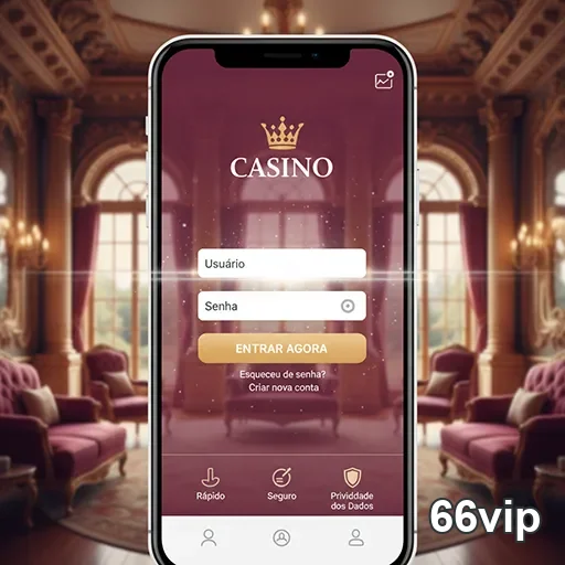 Tela de login do cassino 66vip com campos para usuário e senha.