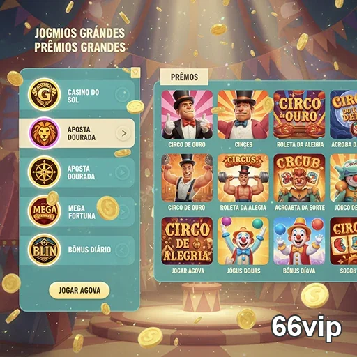 Tela do 66vip com jogos VIP e prêmios em destaque.