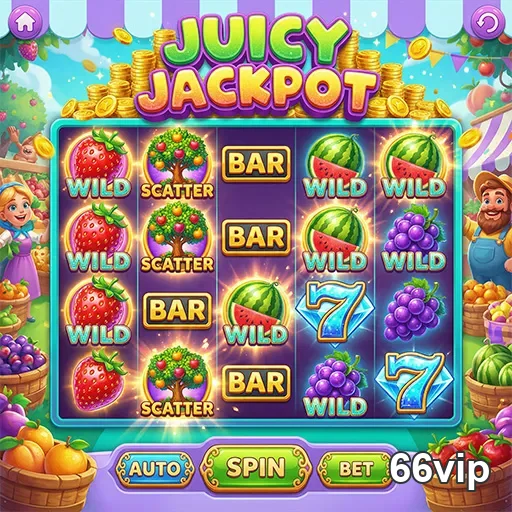 Tela do jogo Juicy Jackpot no aplicativo 66vip.