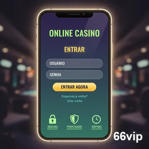 Tela do aplicativo 66vip mostrando opções de login seguro.