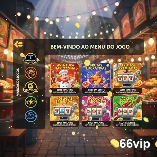 Menu de jogos com opções de slots no 66vip.