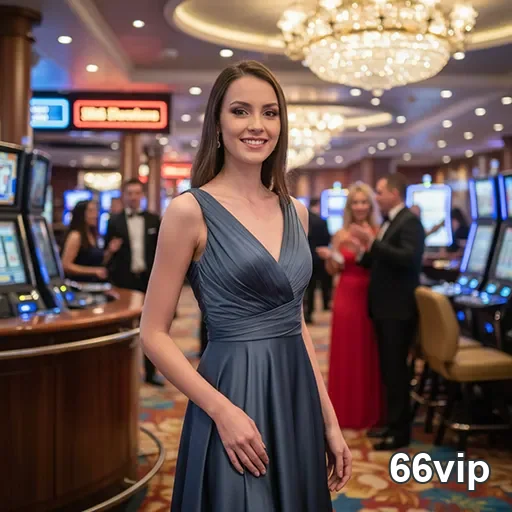 Jogadora elegante em cassino, simbolizando serviços VIP da 66vip.
