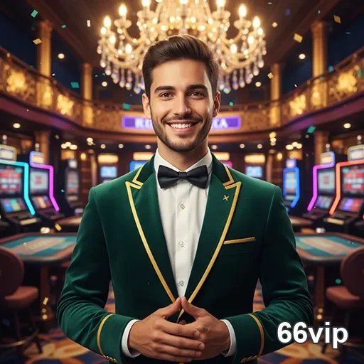 Atendente VIP no cassino online 66vip com sorriso.