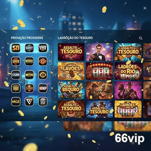 Interface de jogos de slots do 66vip com variedade temática.